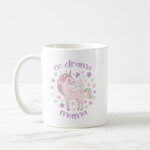 No Drama Mama Cute Pastel Unicorn Purple Coffee Mug