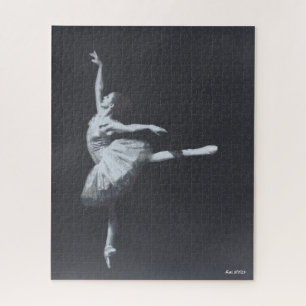 No Drama, Only Freedom, Black & White Ballerina Jigsaw Puzzle