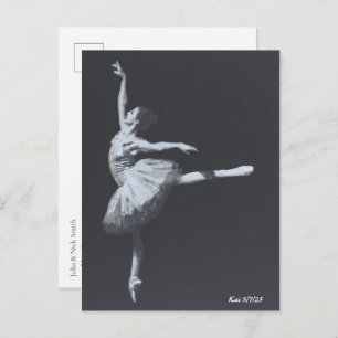 No Drama, Only Freedom, Black & White Ballerina Postcard