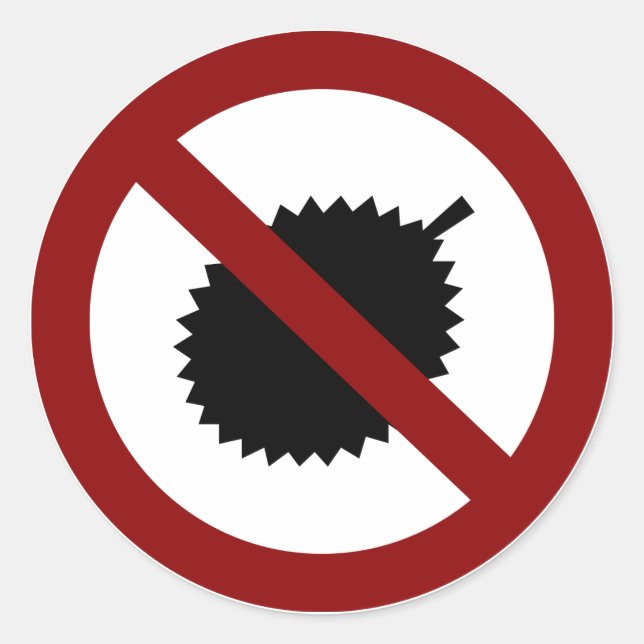 No Durian Classic Round Sticker (Front)