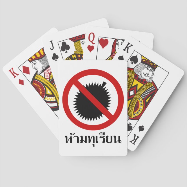 NO Durian Fruit ⚠ Thai Language Script Sign ⚠ Playing Cards (Back)