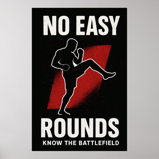 No Easy Rounds MMA Motivation Poster (Front)