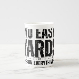 No Easy Yards Football Mindset Black White Bone China Mug