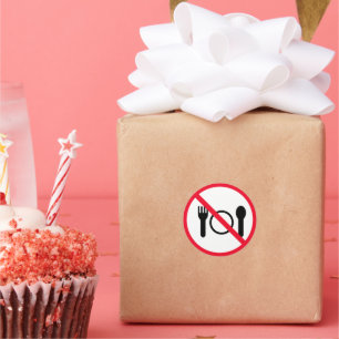 No Eating Red Circle Sign   Classic Round Stickers