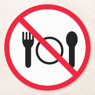 No Eating Red Circle Sign Custom Round Coasters
