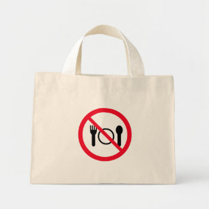 No Eating Red Circle Sign Tiny Tote Bag