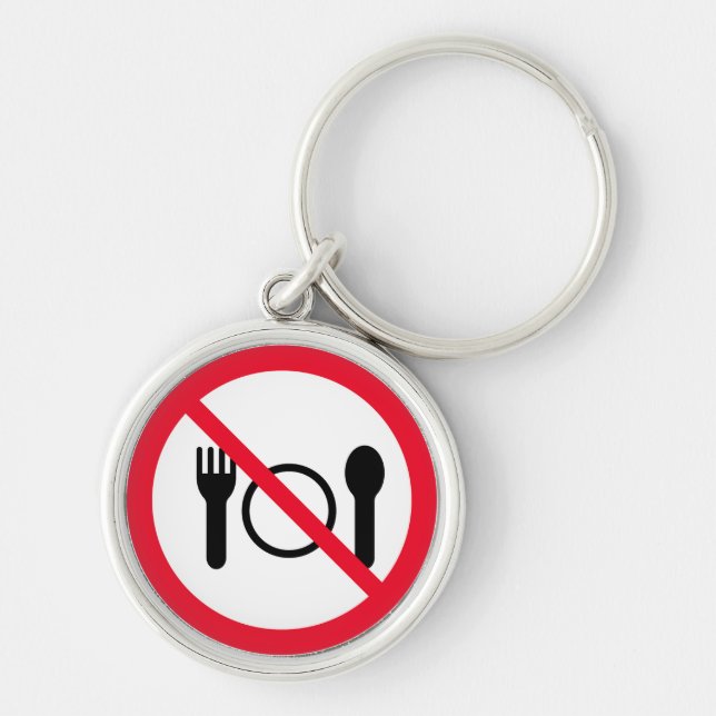 No Eating Vector Sign | Premium Keychain (Front)