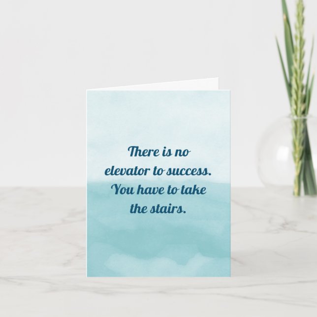 No Elevator To Success Inspirational Quote Card (Front)