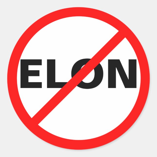 "NO ELON" CLASSIC ROUND STICKER (Front)