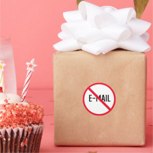 No Email Red Circle Sign   Classic Round Stickers