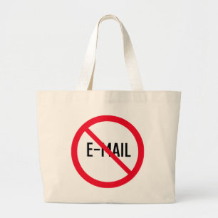 No Email Red Circle Sign   Jumbo Tote Bag