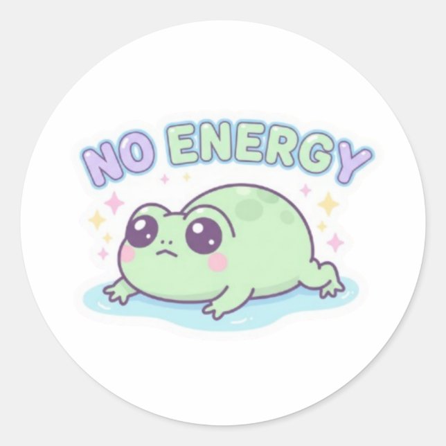 No Energy Frog Sticker Cute Tired Frog Dragging Me (Front)