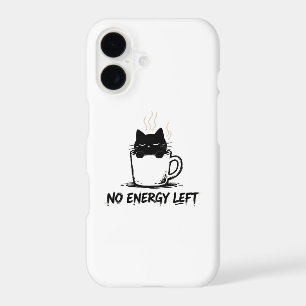 NO ENERGY LEFT” Sleepy Cat in Coffee Mug – Minimal