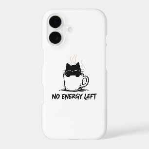 NO ENERGY LEFT” Sleepy Cat in Coffee Mug – Minimal