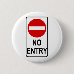 No Entry Road Sign Traffic Cartoon Graphic Design 6 Cm Round Badge