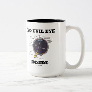 No Evil Eye Inside (Anatomical Eyeball Humour) Two-Tone Coffee Mug