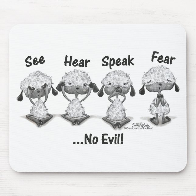 No Evil Lambs Mouse Pad (Front)