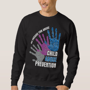 No Excuse Child Abuse Prevention Leopard Hand Prin Sweatshirt