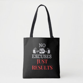 No Excuse Just Results-Motivational Gym Tote Bag