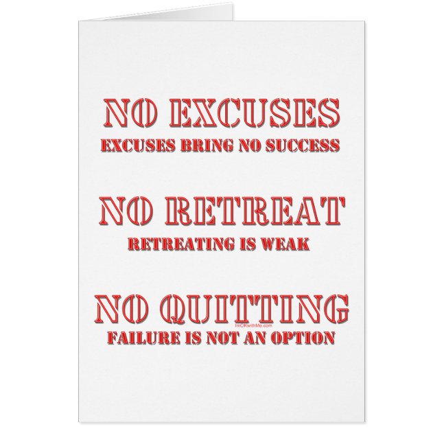 No Excuses. (Front)
