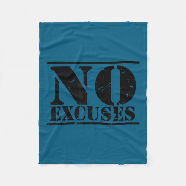 No Excuses Athlete Training Motivation Distressed  Fleece Blanket (Front)