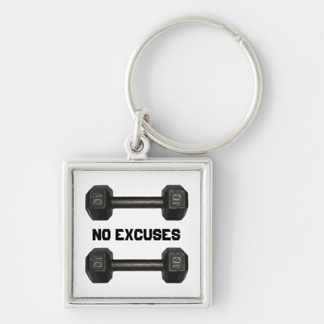 "No Excuses" Dumbbells Keychain (Front)