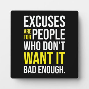 No Excuses - Gym, Hustle, Success, Motivational Plaque