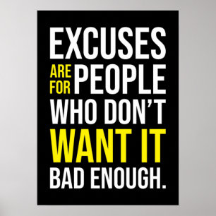 No Excuses - Gym, Hustle, Success, Motivational Poster