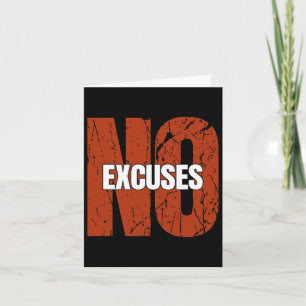 No Excuses Inspirational Saying Motivational Gym W Card