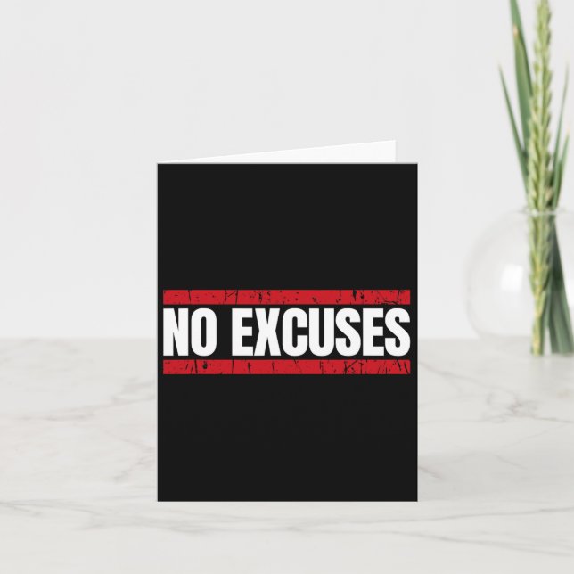 No Excuses Inspirational Saying Motivational Gym W Card (Front)