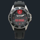 No Excuses Just Results Black Watch<br><div class="desc">Stay motivated every day with this bold No Excuses Just Results watch. Designed with a clean black background, strong red motivational text, and a mix of black and red numbers, this clock creates a powerful and energetic fitness aesthetic. The phrase “NO EXCUSES JUST RESULTS” stands proudly in the center, reminding...</div>