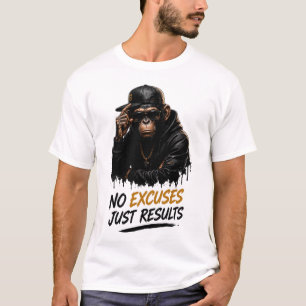 No Excuses Just Results Chimpanzee T-Shirt