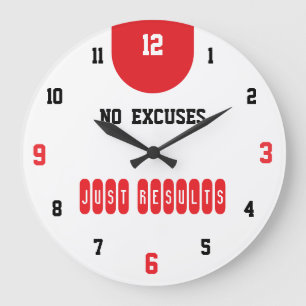 No Excuses Just Results Fitness Large Clock
