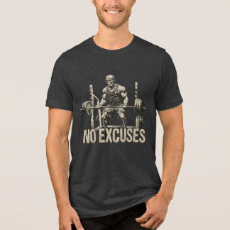 No Excuses Skeleton Lifting Weights Gym Fitness Tri-Blend Shirt
