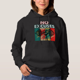 No Excuses Weights Lifting Bodybuilding Gym Vinta Hoodie