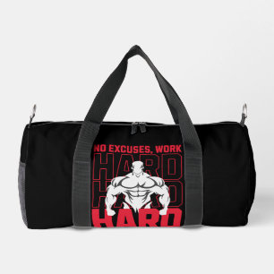 No Excuses, Work Hard Fitness Gym Motivational Duffle Bag