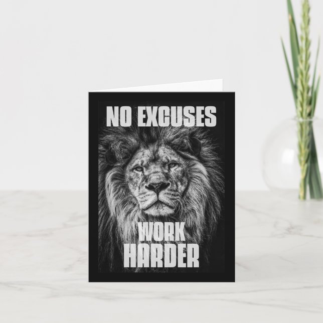No Excuses Work Harder Bodybuilding Gym Motivation Card (Front)