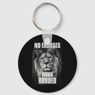 No Excuses Work Harder Bodybuilding Gym Motivation Key Ring