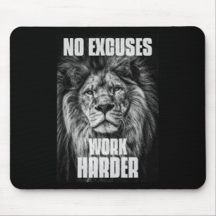 No Excuses Work Harder Bodybuilding Gym Motivation Mouse Pad