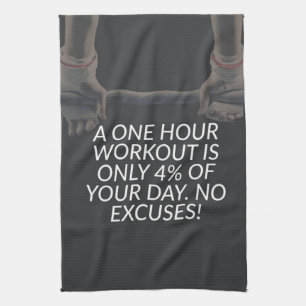No Excuses - Workout Motivational Tea Towel