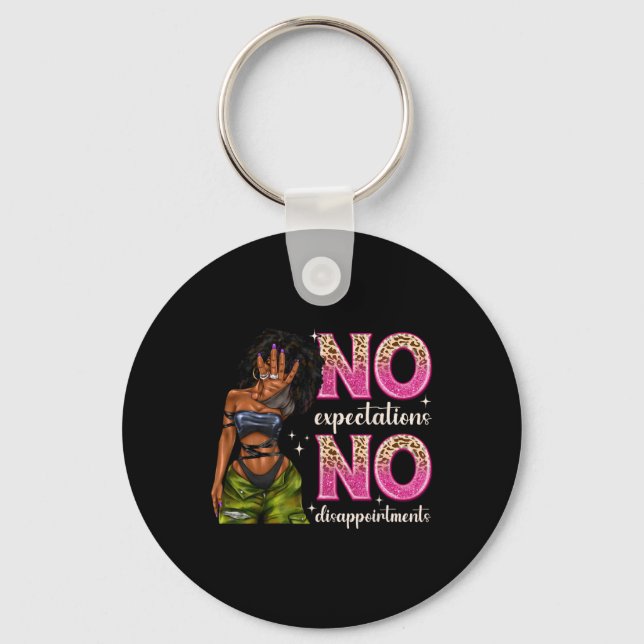 No Expectations No Disappointments Afro Black Woma Key Ring (Front)