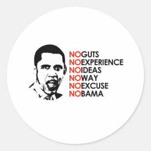 NO EXPERIENCE, NO OBAMA CLASSIC ROUND STICKER