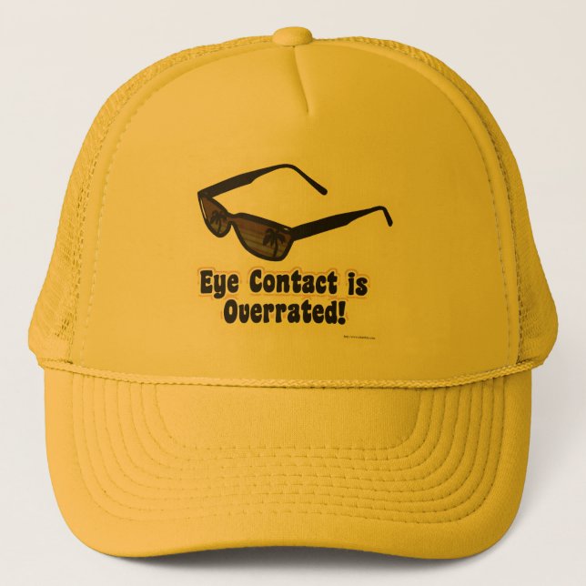 No Eye Contact Funny Sunglasses Slogan Trucker Hat (Front)