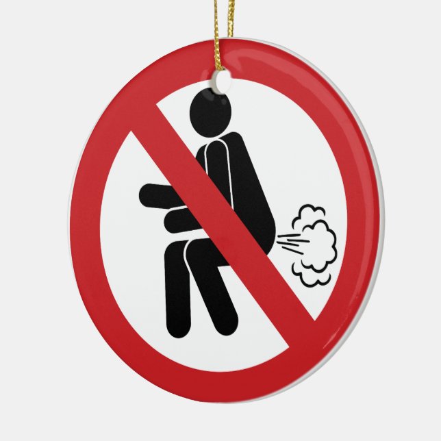 NO Farting ⚠ Funny Thai Toilet Sign ⚠ Ceramic Ornament (Left)