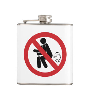 NO Farting ⚠ Funny Thai Toilet Sign ⚠ Hip Flask