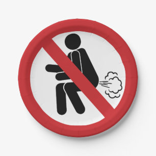 NO Farting ⚠ Funny Thai Toilet Sign ⚠ Paper Plate
