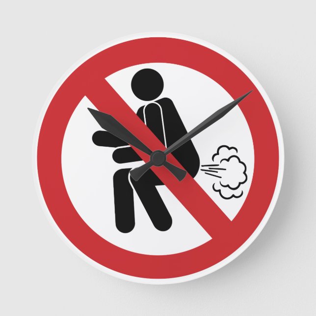 NO Farting ⚠ Funny Thai Toilet Sign ⚠ Round Clock (Front)