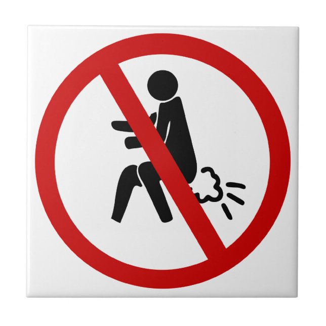 NO Farting ⚠ Funny Thai Toilet Sign ⚠ Tile (Front)