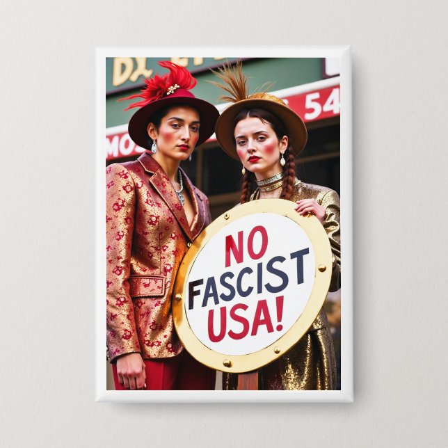 No Fascist USA  Protest Button (Front)