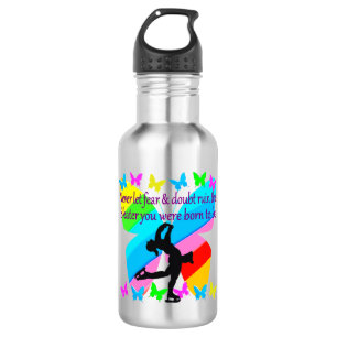 NO FEAR JUST FAITH FIGURE SKATING BUTTERFLY DESIGN 532 ML WATER BOTTLE